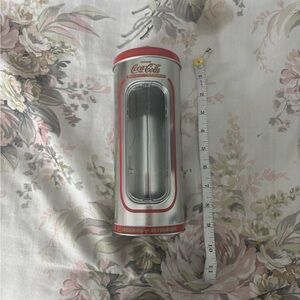 Coca-Cola Silver and Red Straw Holder Can